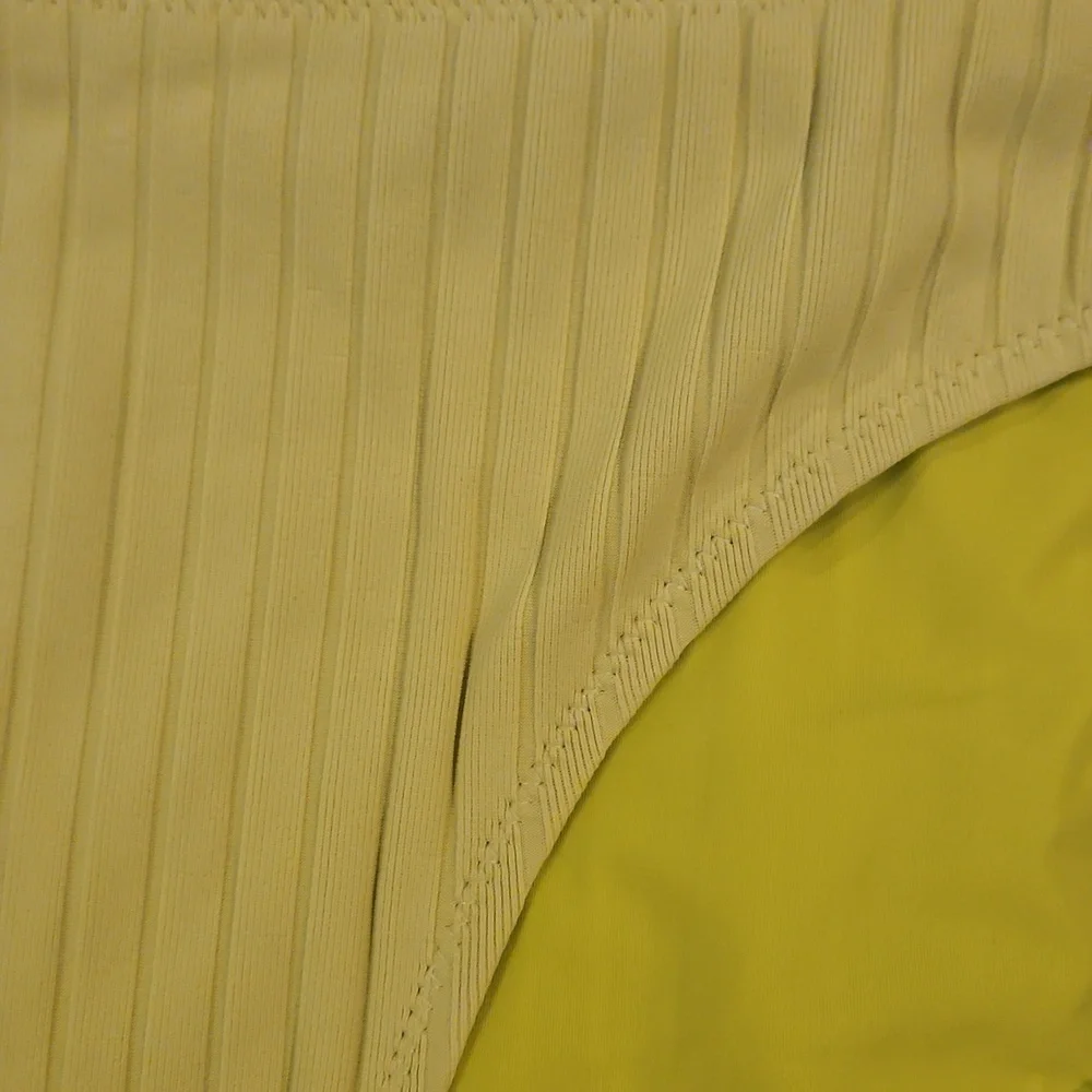 SOLID &‎ STRIPED The Elle Ribbed Bikini Bottom: Chartreuse: Size- Large